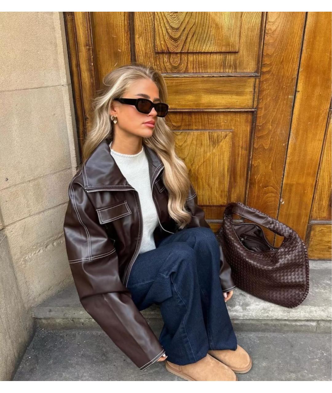 BOTTEGA VENETA Коричневая кожаная сумка через плечо, фото 2