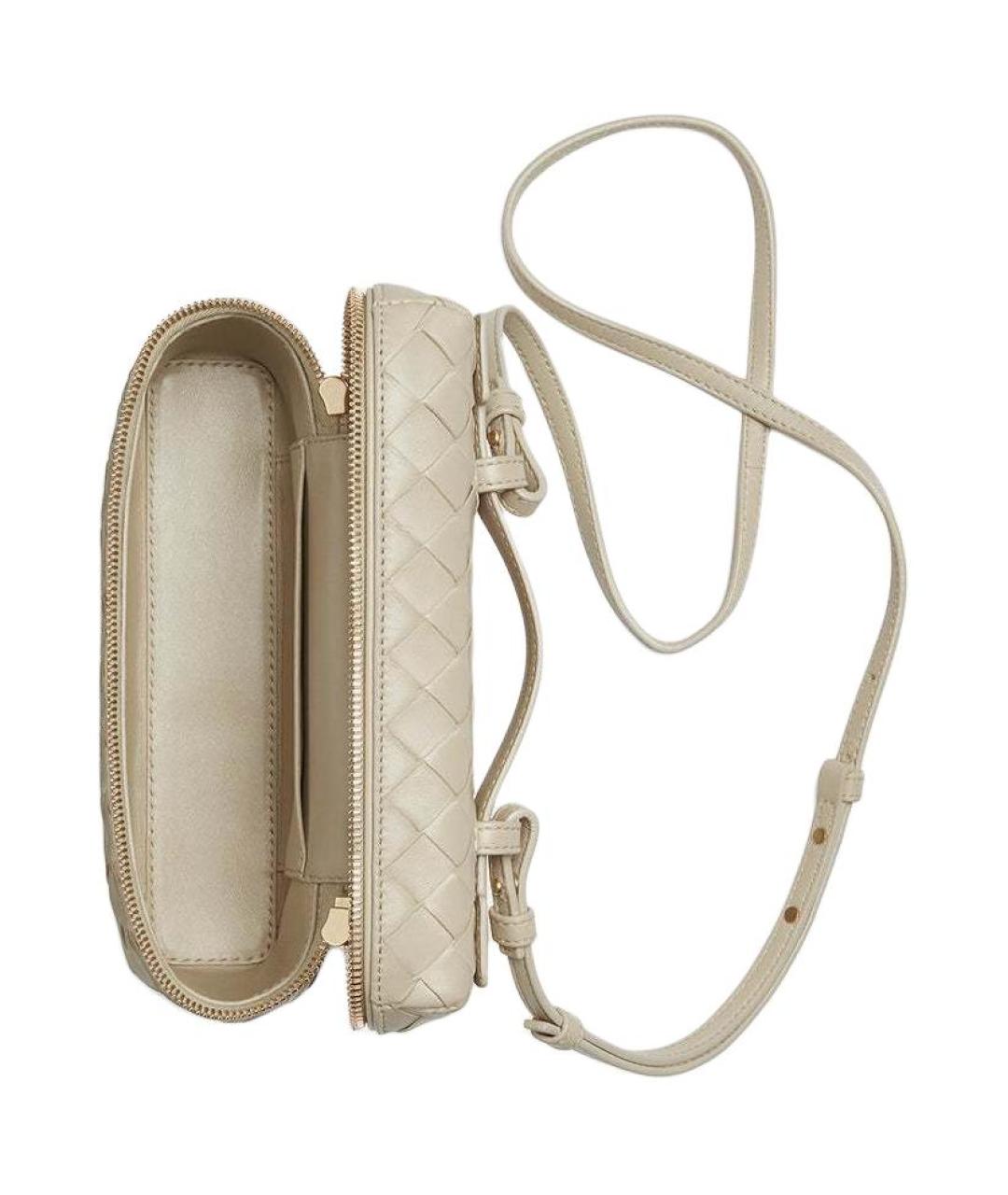 BOTTEGA VENETA Бежевая кожаная косметичка, фото 3