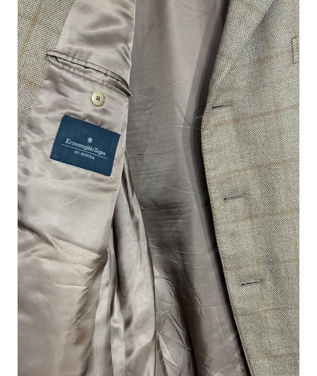 ZEGNA Бежевый шерстяной пиджак, фото 7