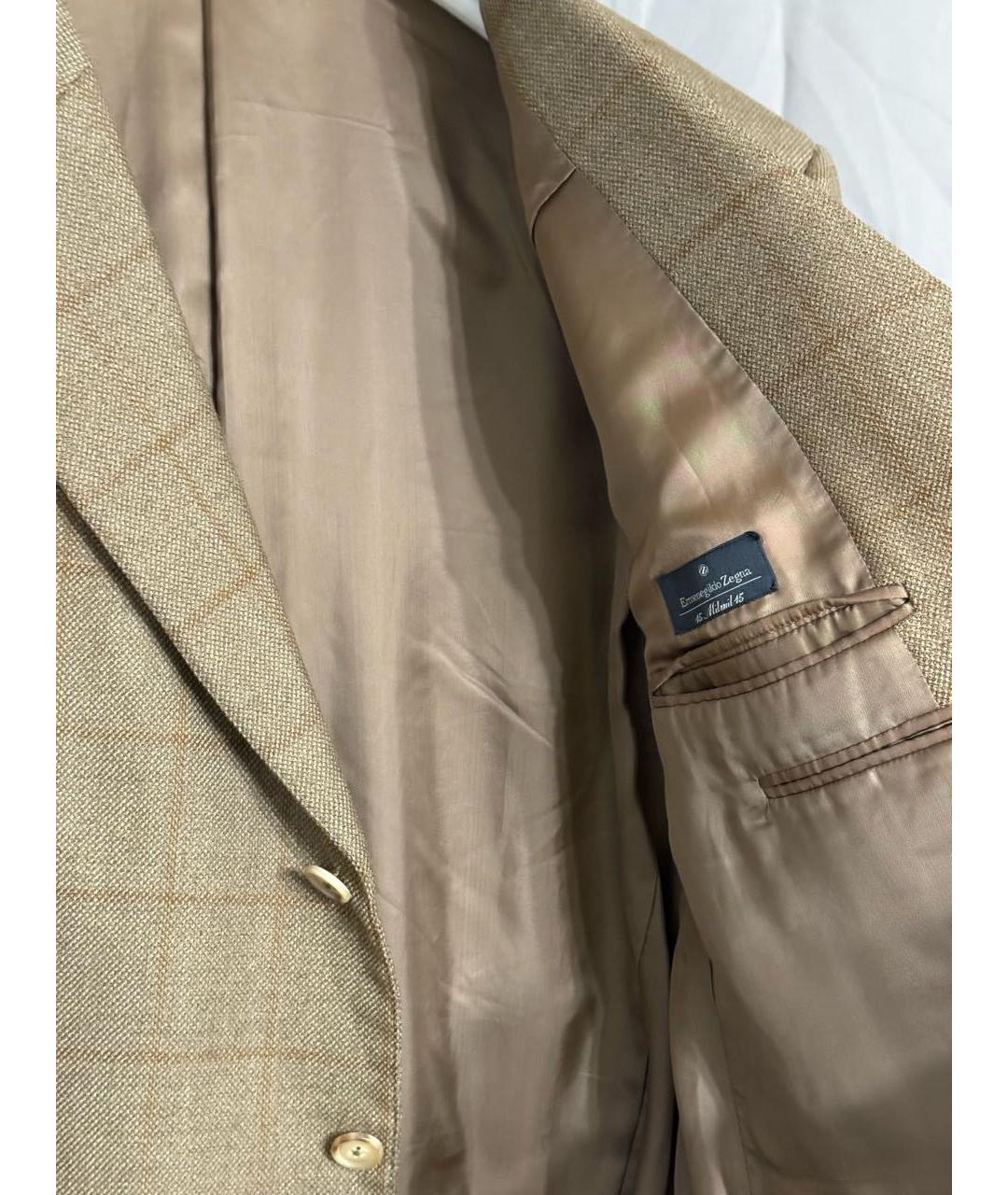 ZEGNA Бежевый шерстяной пиджак, фото 8