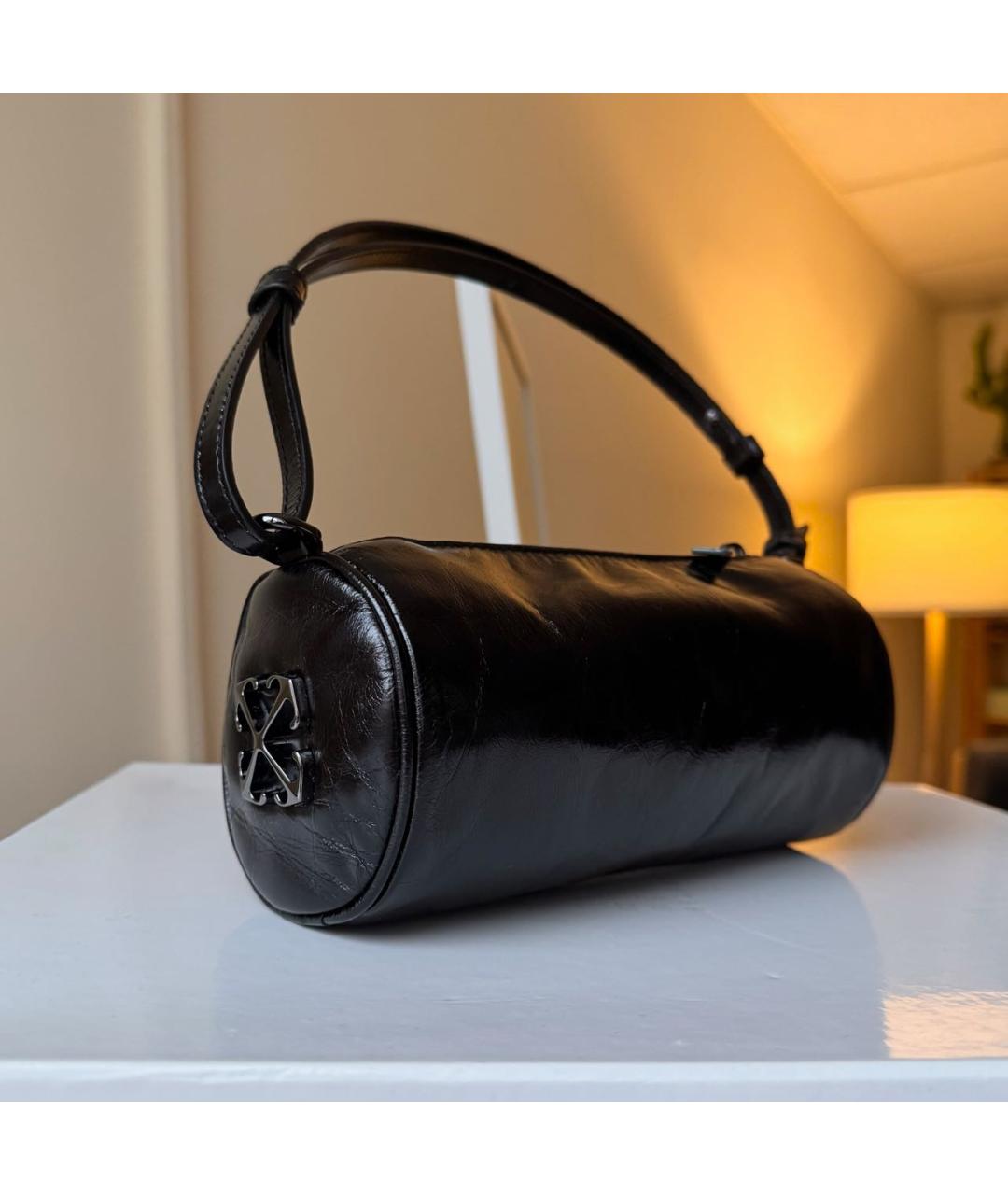 OFF-WHITE Черная кожаная сумка через плечо, фото 2