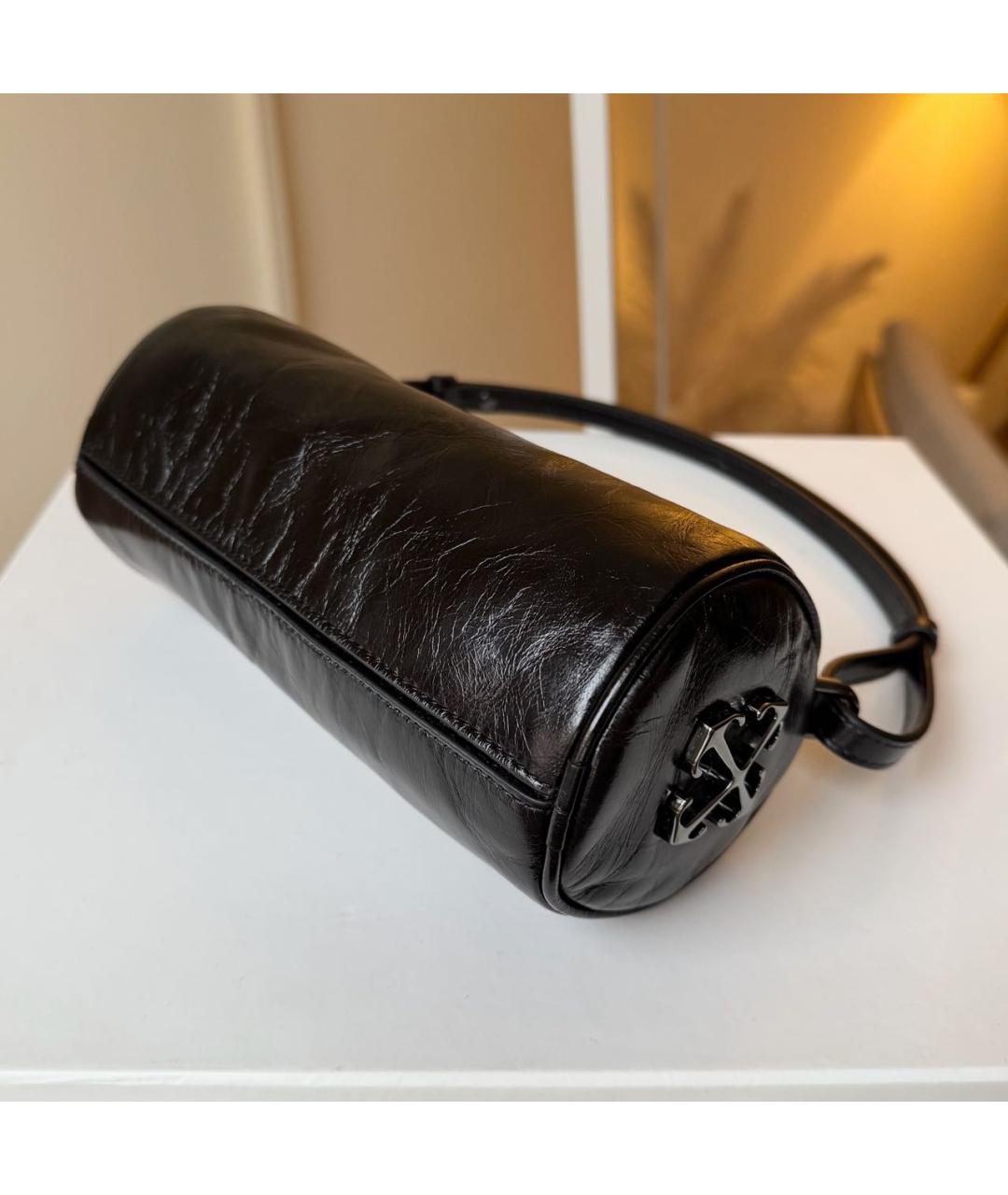 OFF-WHITE Черная кожаная сумка через плечо, фото 7