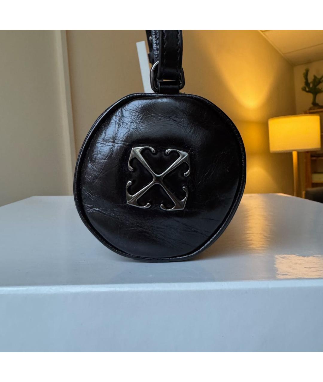OFF-WHITE Черная кожаная сумка через плечо, фото 5