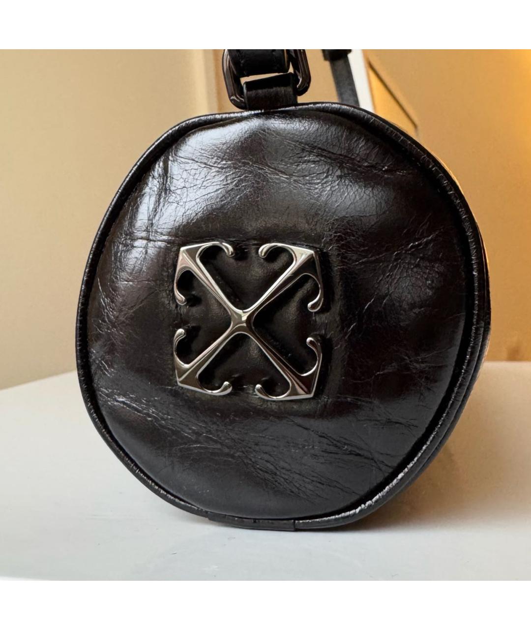 OFF-WHITE Черная кожаная сумка через плечо, фото 6
