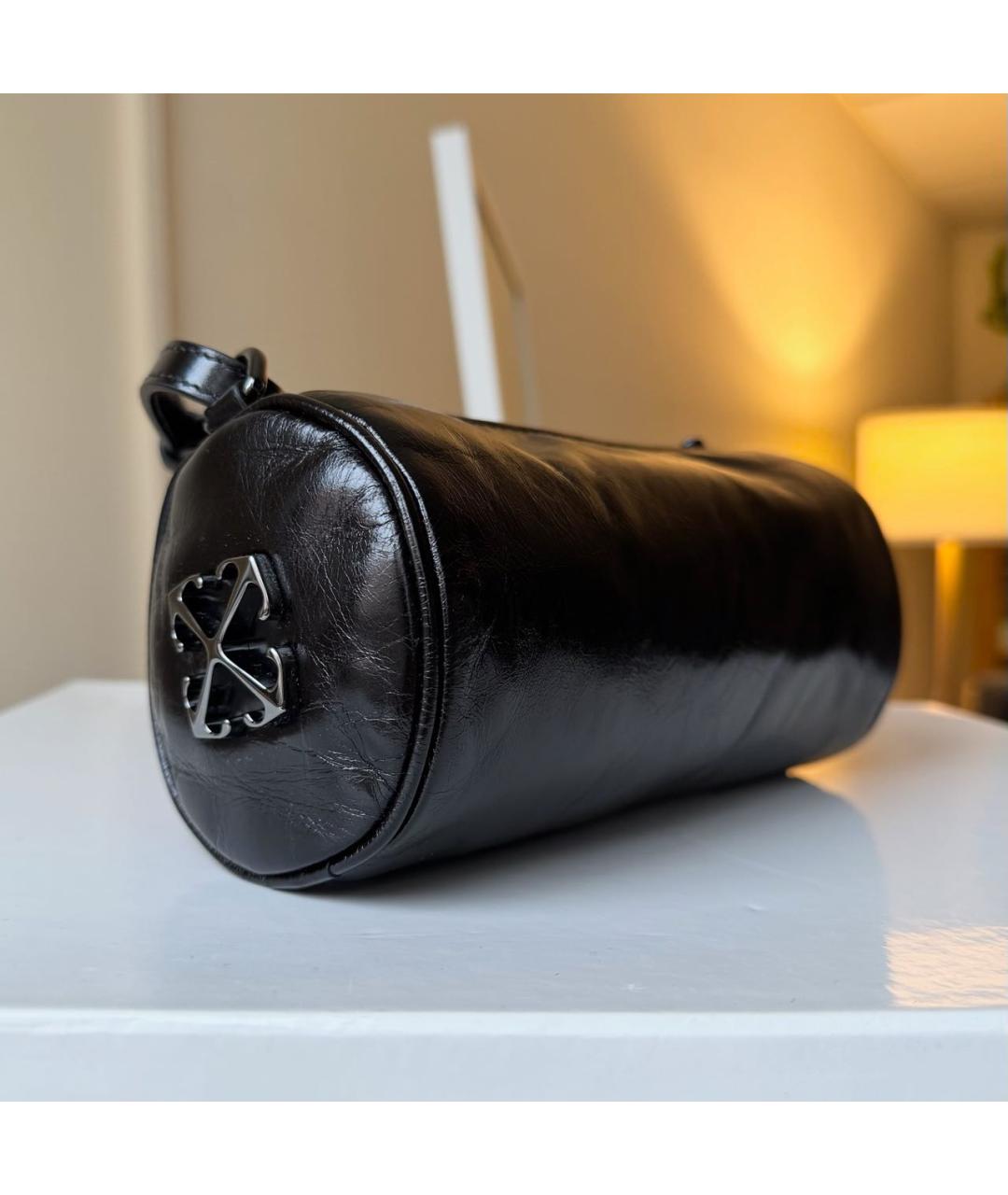 OFF-WHITE Черная кожаная сумка через плечо, фото 4