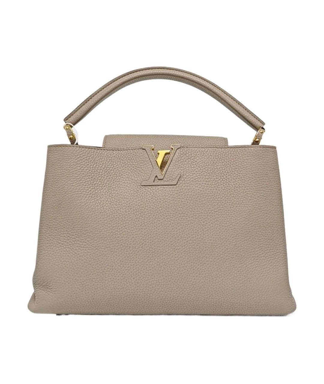 LOUIS VUITTON Бежевая кожаная сумка тоут, фото 9