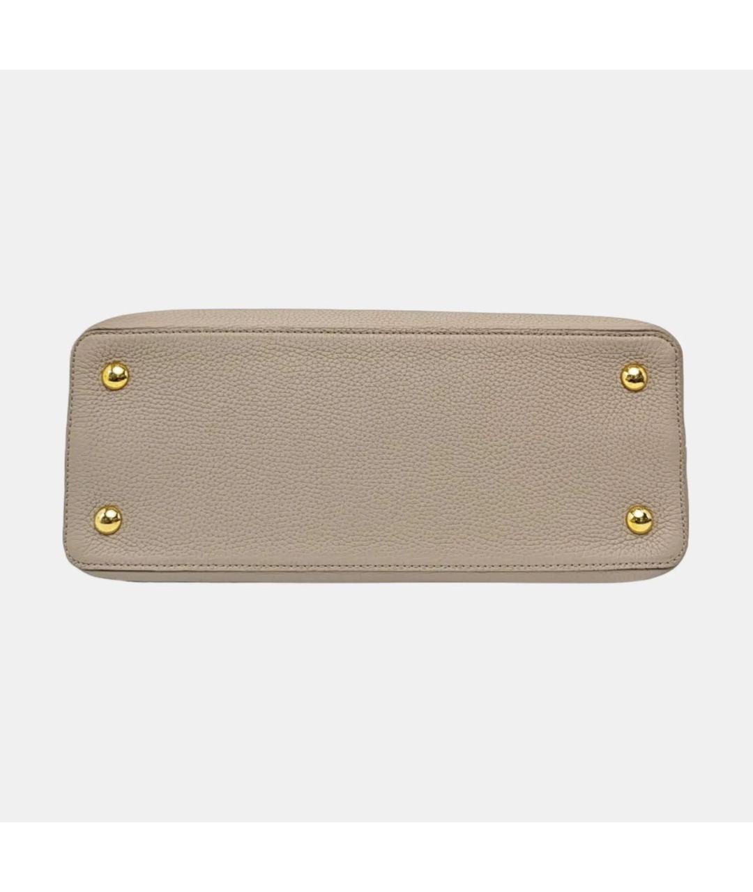 LOUIS VUITTON Бежевая кожаная сумка тоут, фото 5