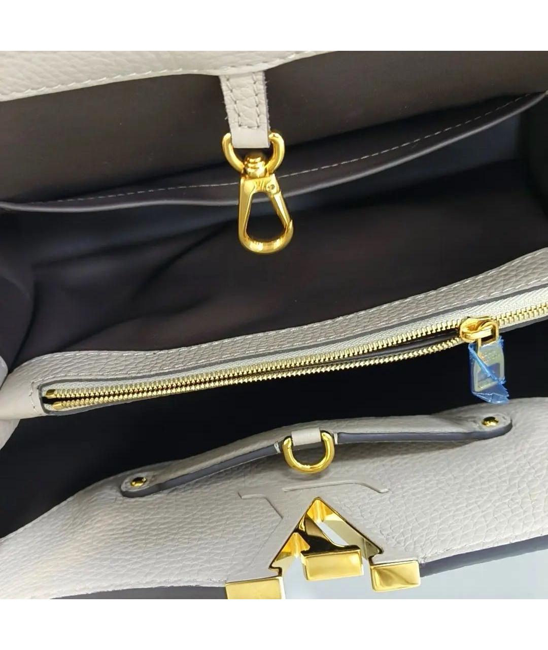 LOUIS VUITTON Бежевая кожаная сумка тоут, фото 6