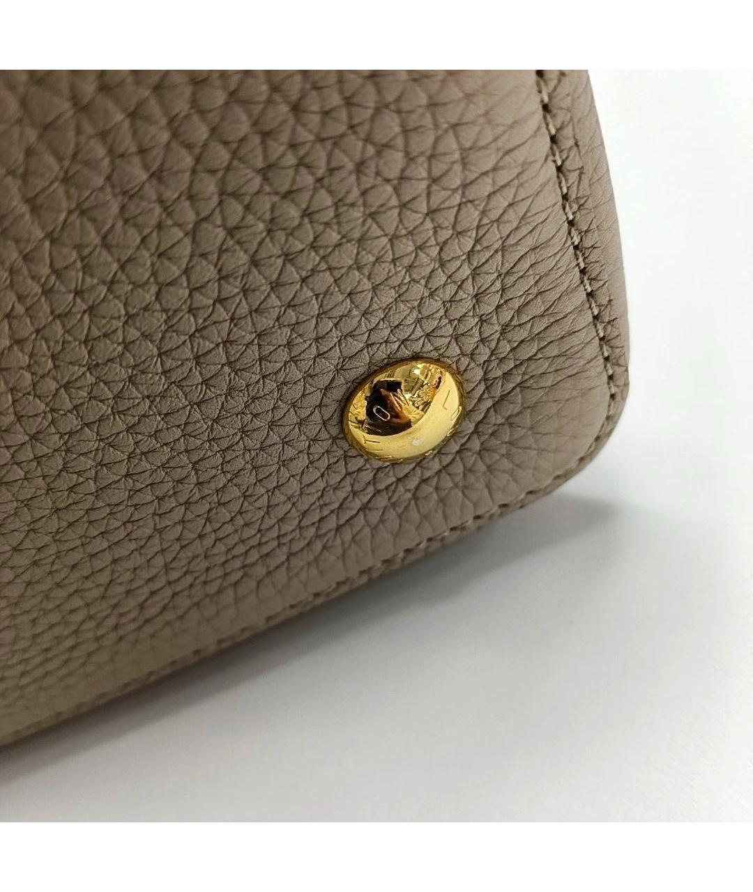 LOUIS VUITTON Бежевая кожаная сумка тоут, фото 7