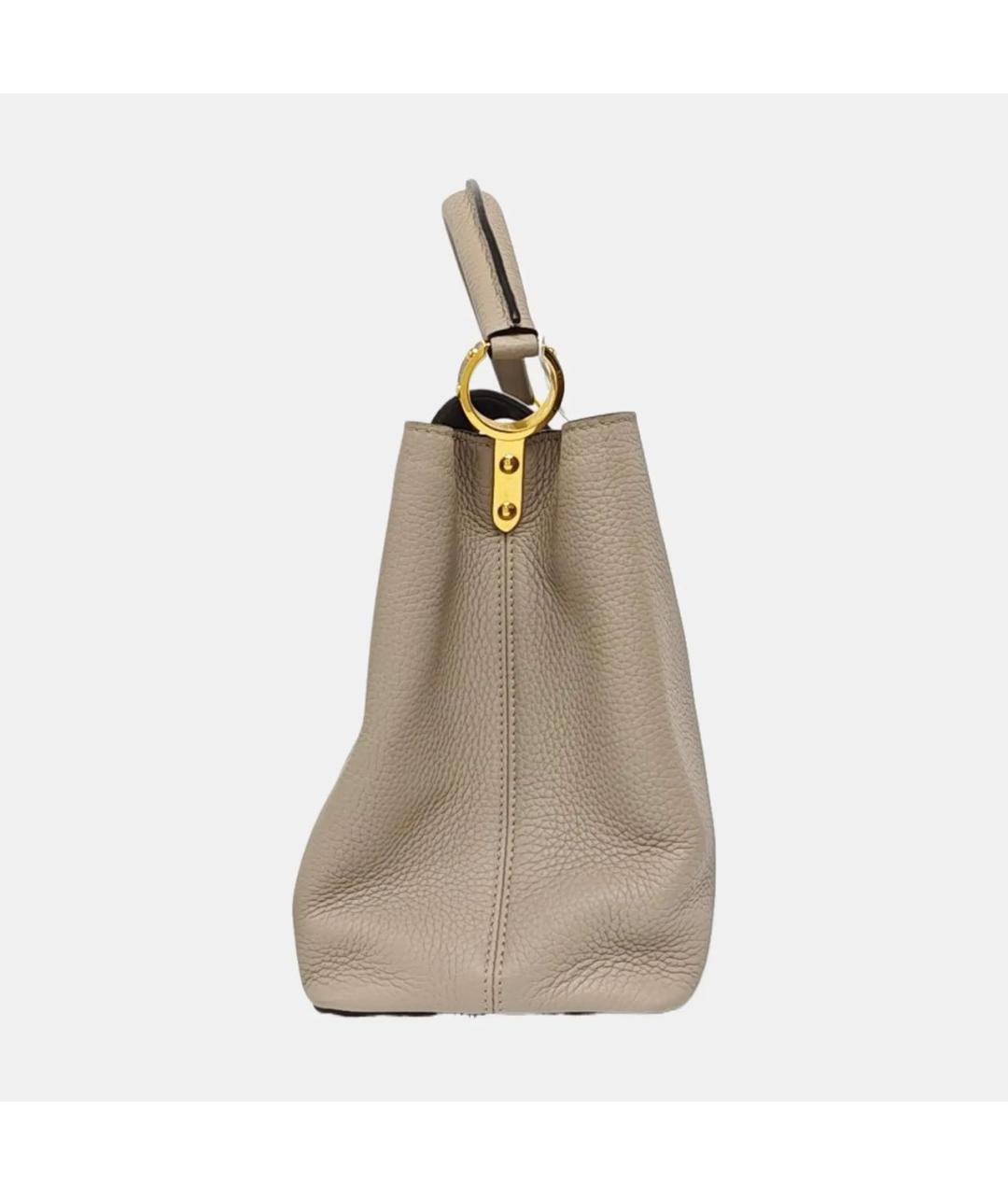 LOUIS VUITTON Бежевая кожаная сумка тоут, фото 3