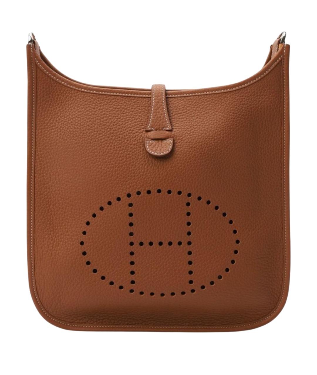 HERMES Коричневая кожаная сумка через плечо, фото 6