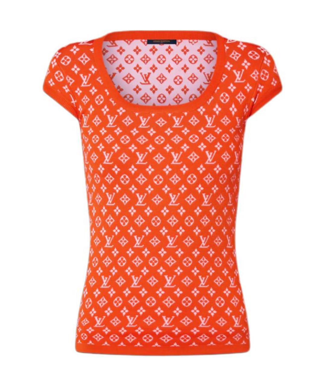 LOUIS VUITTON Оранжевая шелковая футболка, фото 1