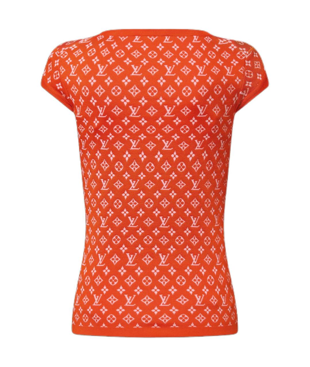 LOUIS VUITTON Оранжевая шелковая футболка, фото 2