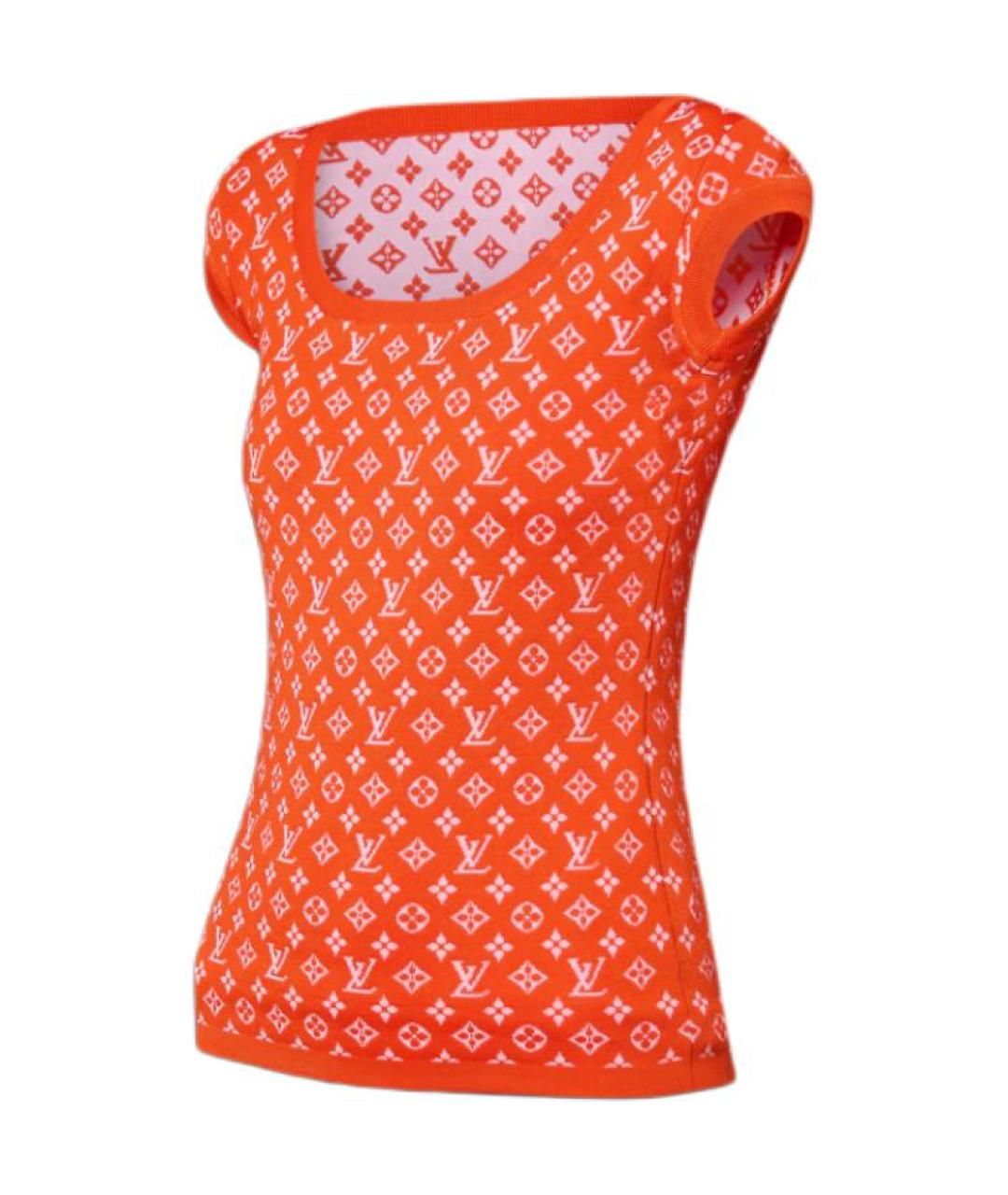 LOUIS VUITTON Оранжевая шелковая футболка, фото 3