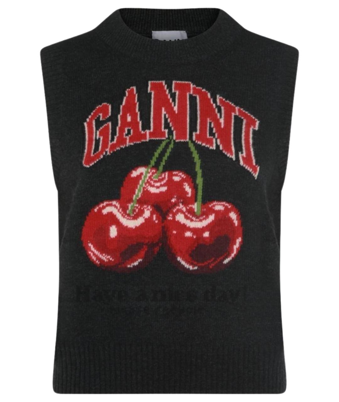 GANNI Черный шерстяной джемпер / свитер, фото 1