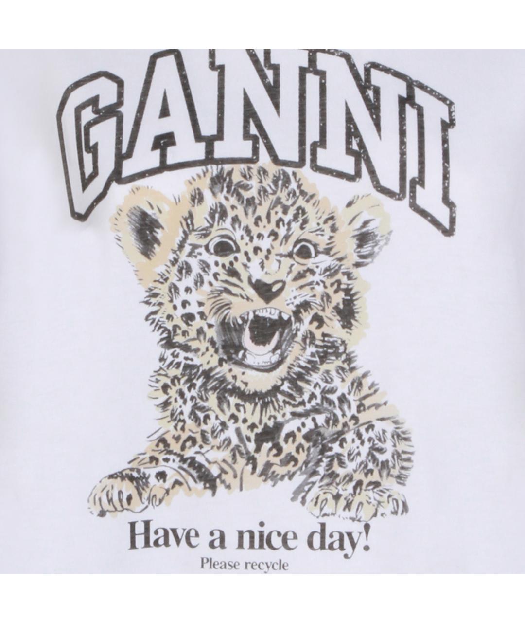 GANNI Белая хлопковая футболка, фото 3