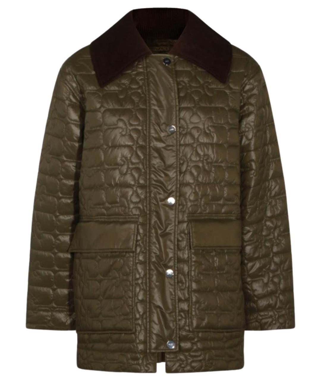 GANNI Хаки полиэстеровая куртка, фото 1