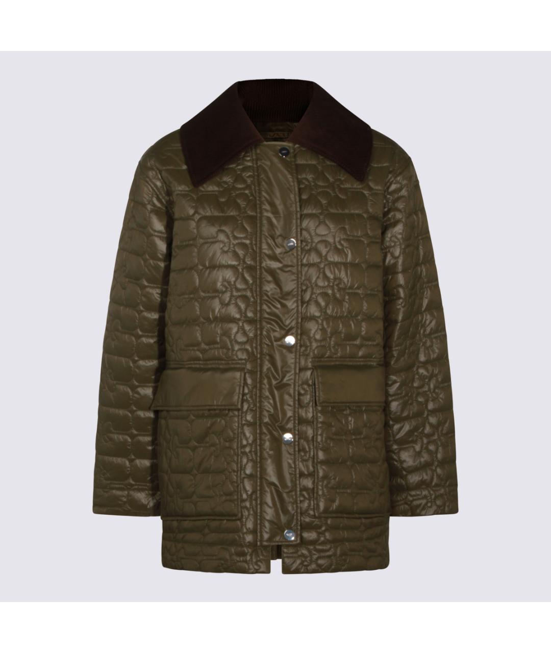 GANNI Хаки полиэстеровая куртка, фото 5
