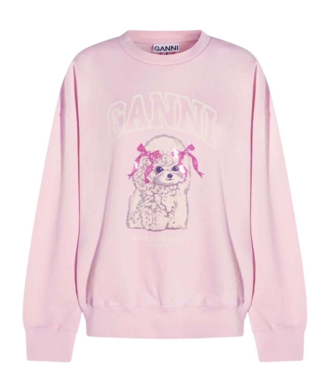 GANNI Розовый хлопковый джемпер / свитер, фото 1