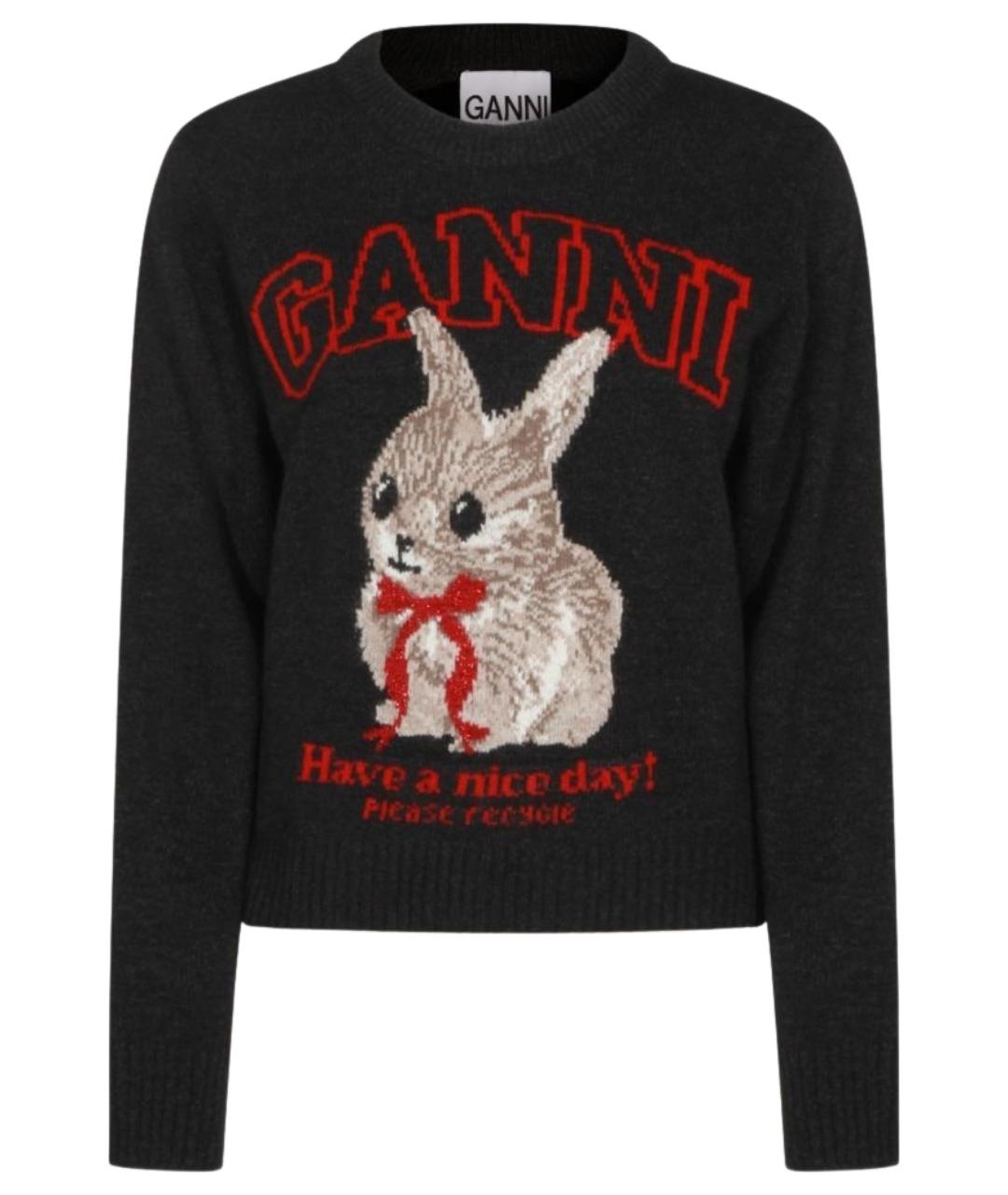 GANNI Черный шерстяной джемпер / свитер, фото 1