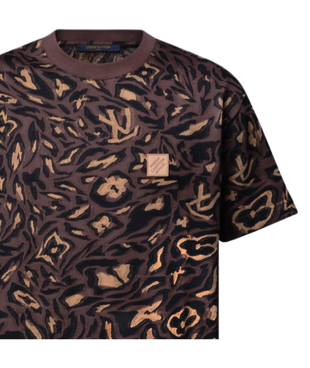 LOUIS VUITTON Коричневая хлопковая футболка, фото 4