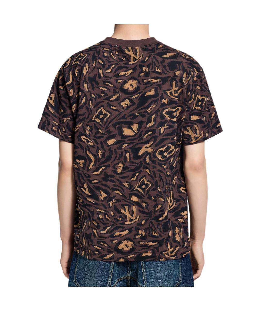 LOUIS VUITTON Коричневая хлопковая футболка, фото 3