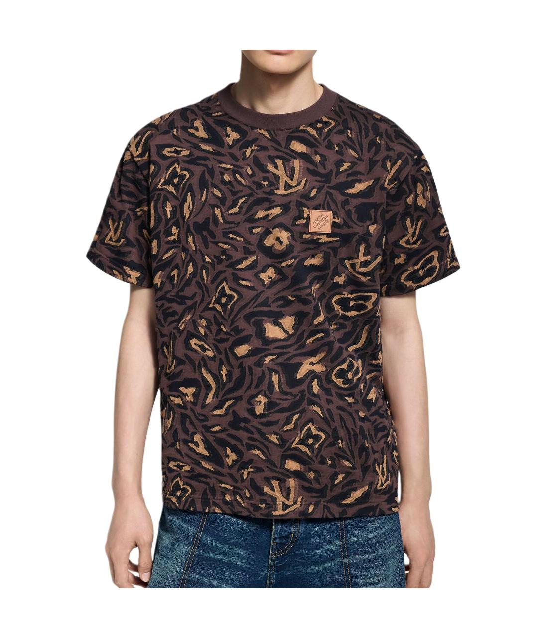 LOUIS VUITTON Коричневая хлопковая футболка, фото 2
