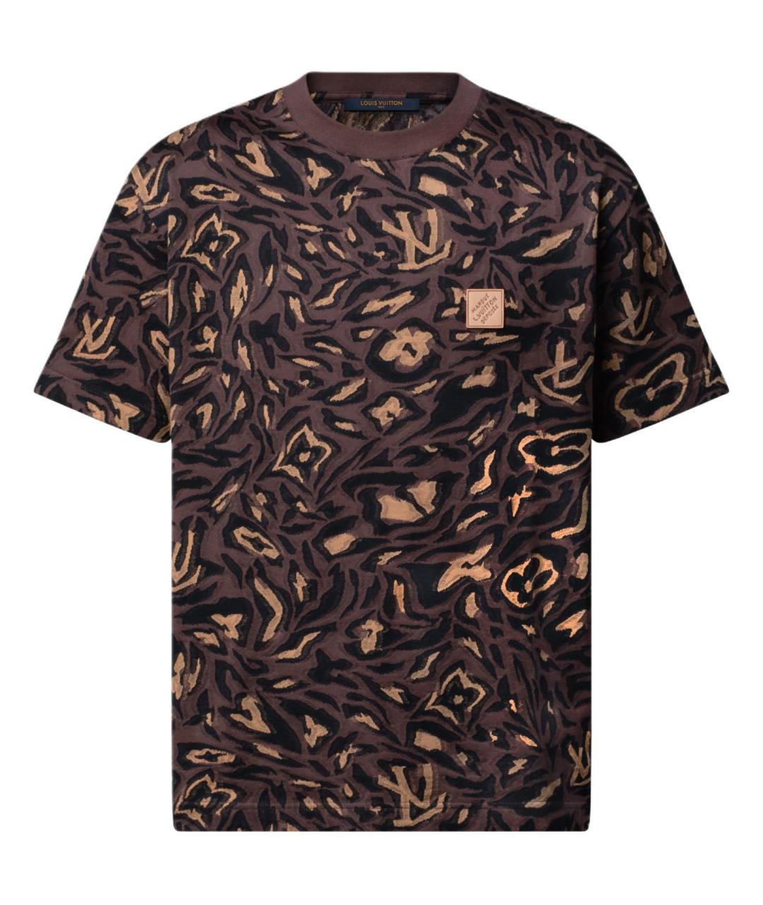 LOUIS VUITTON Коричневая хлопковая футболка, фото 1