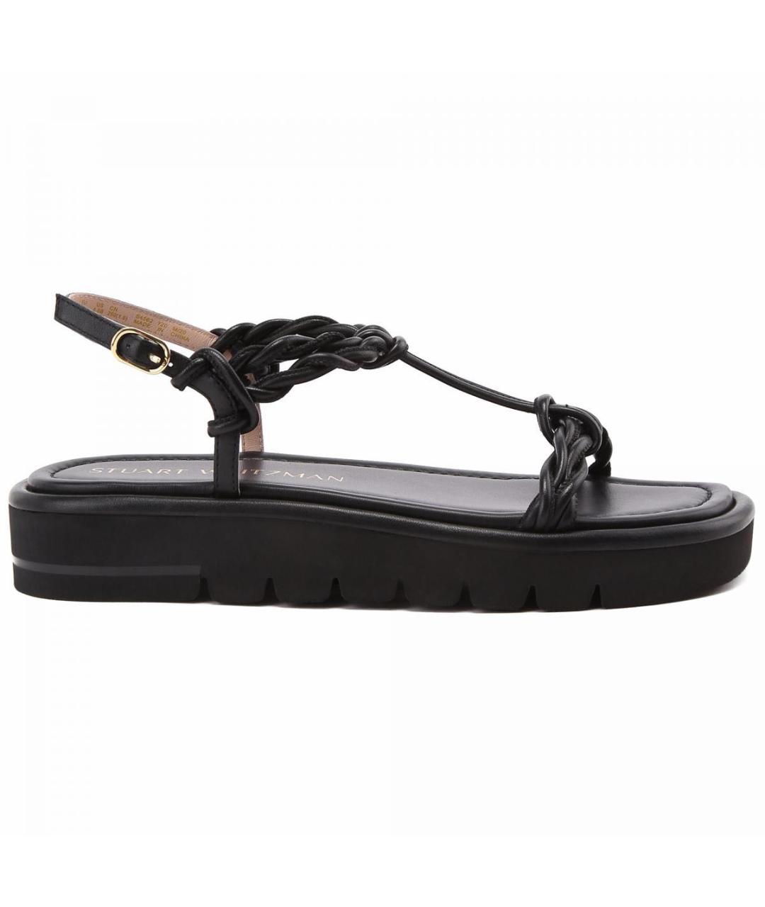 STUART WEITZMAN Черные кожаные сандалии, фото 1