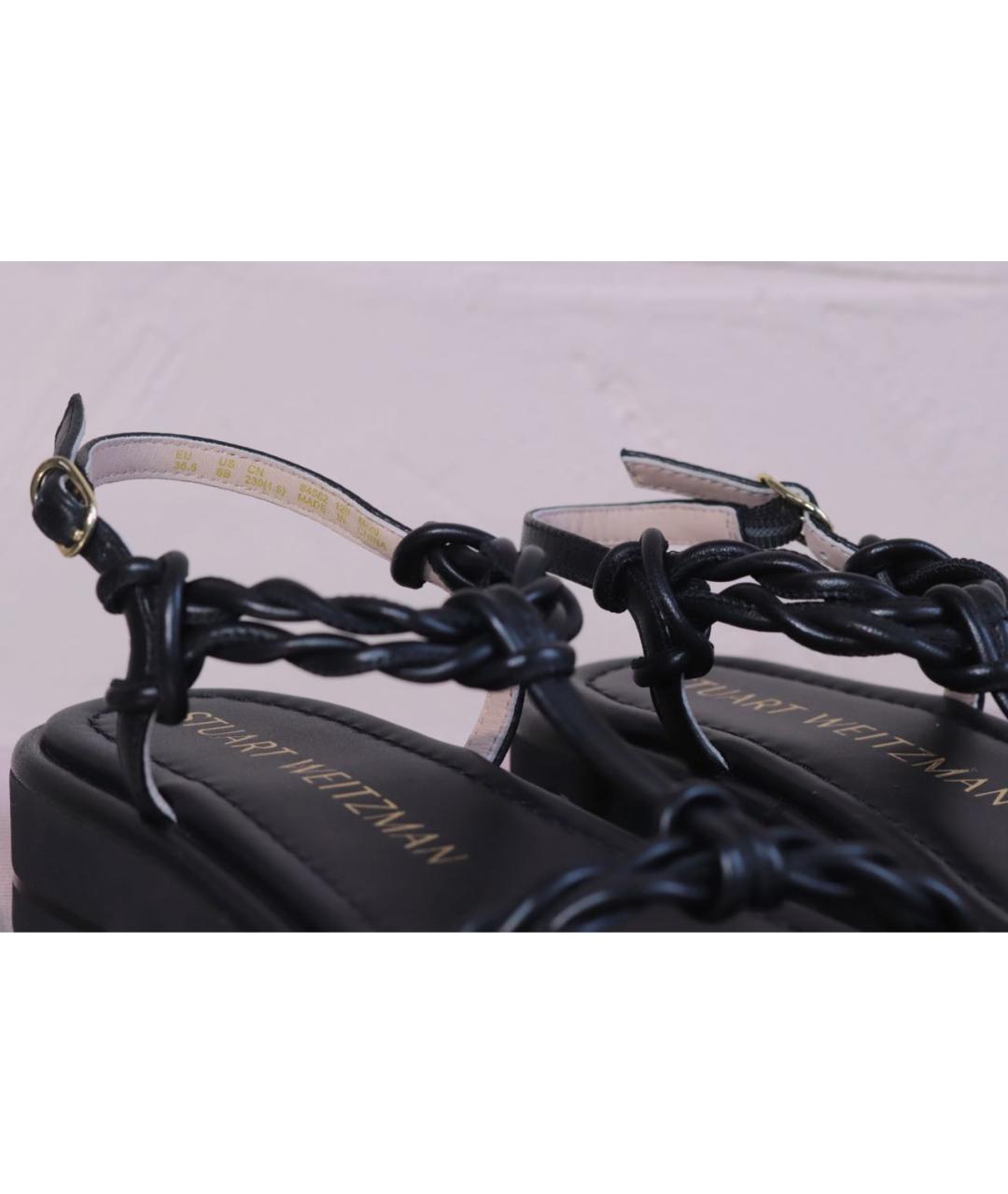 STUART WEITZMAN Черные кожаные сандалии, фото 5