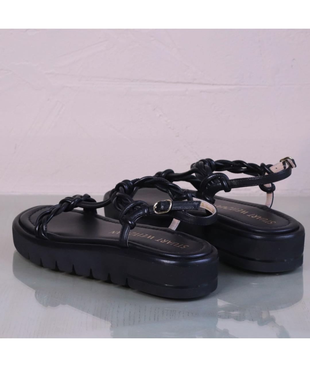 STUART WEITZMAN Черные кожаные сандалии, фото 6