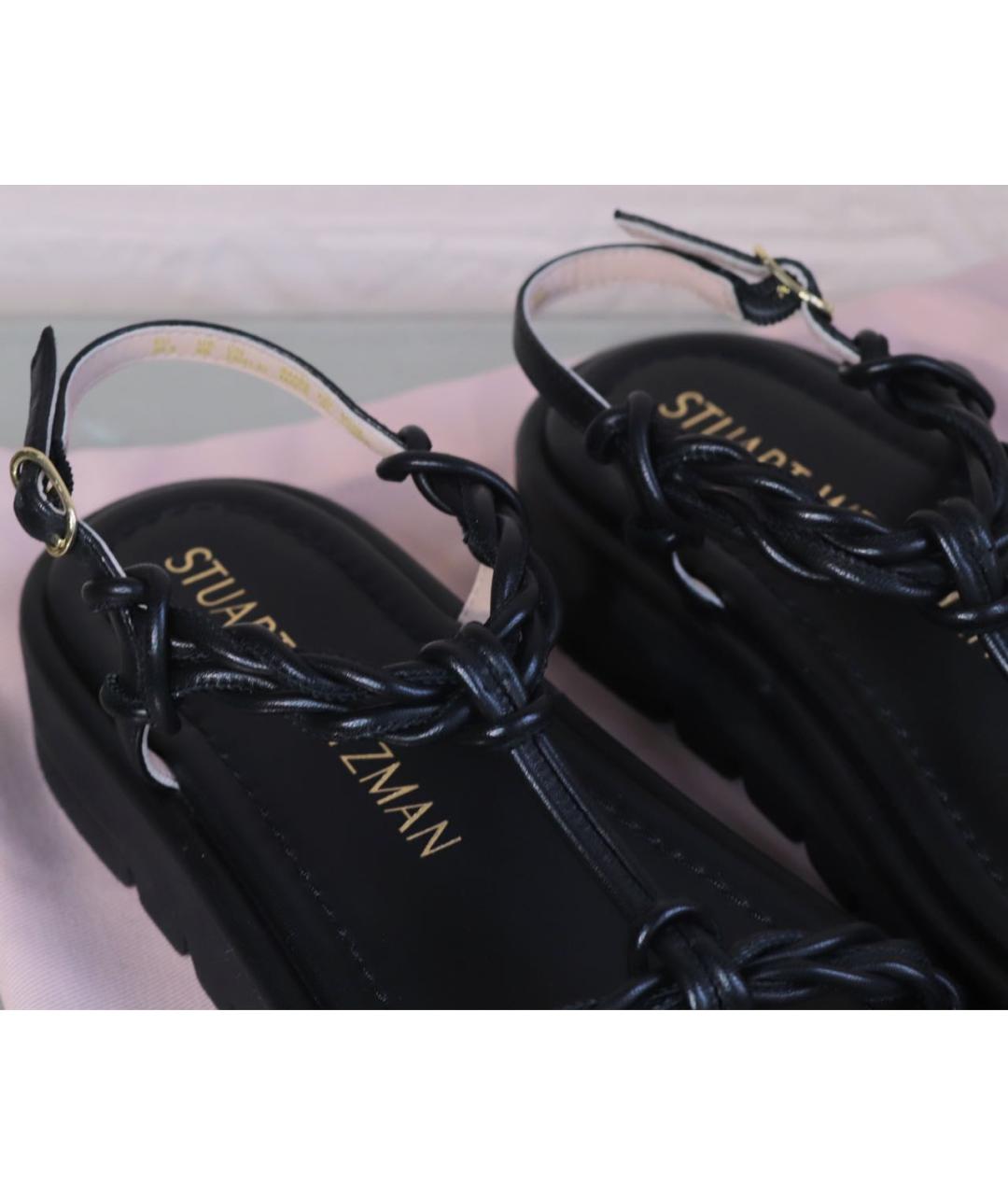 STUART WEITZMAN Черные кожаные сандалии, фото 4