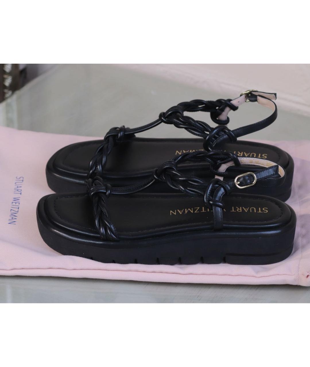 STUART WEITZMAN Черные кожаные сандалии, фото 3