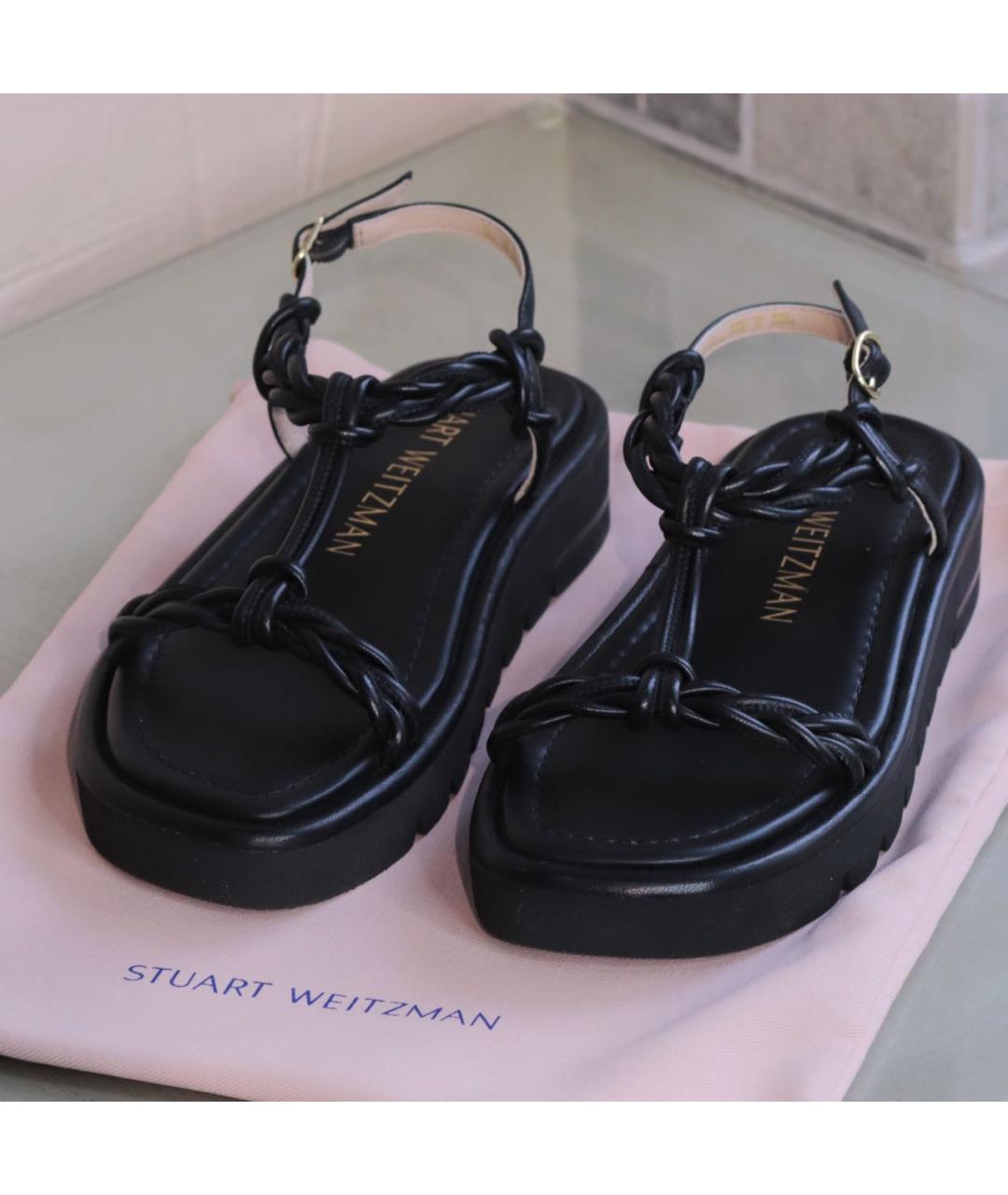 STUART WEITZMAN Черные кожаные сандалии, фото 2