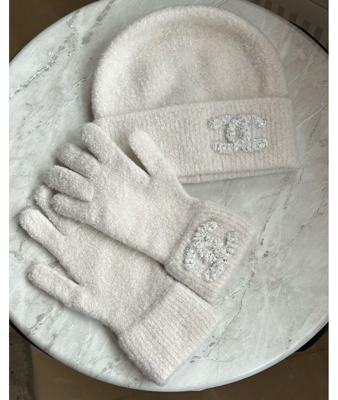 CHANEL Белая кашемировая шапка, фото 3