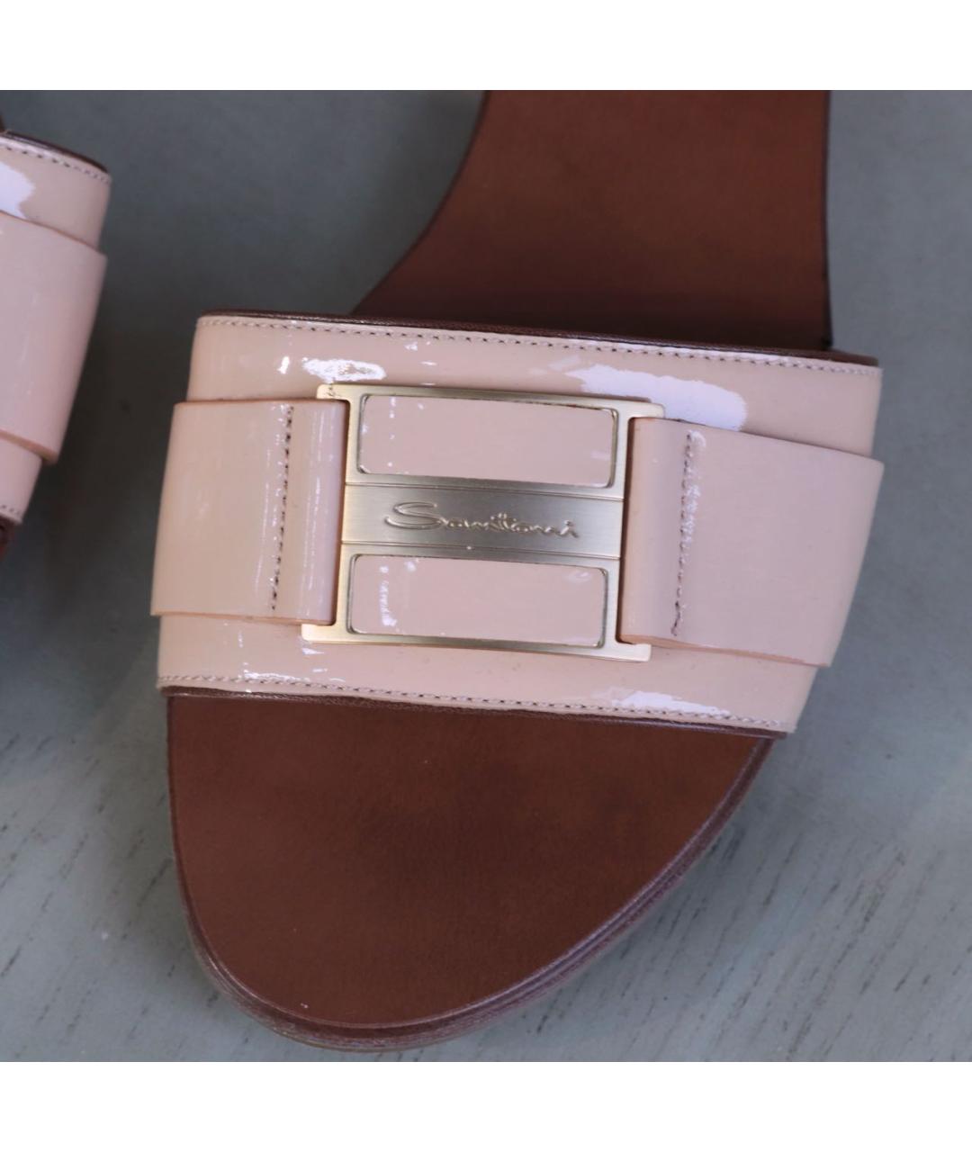 SANTONI Белые кожаные шлепанцы, фото 3