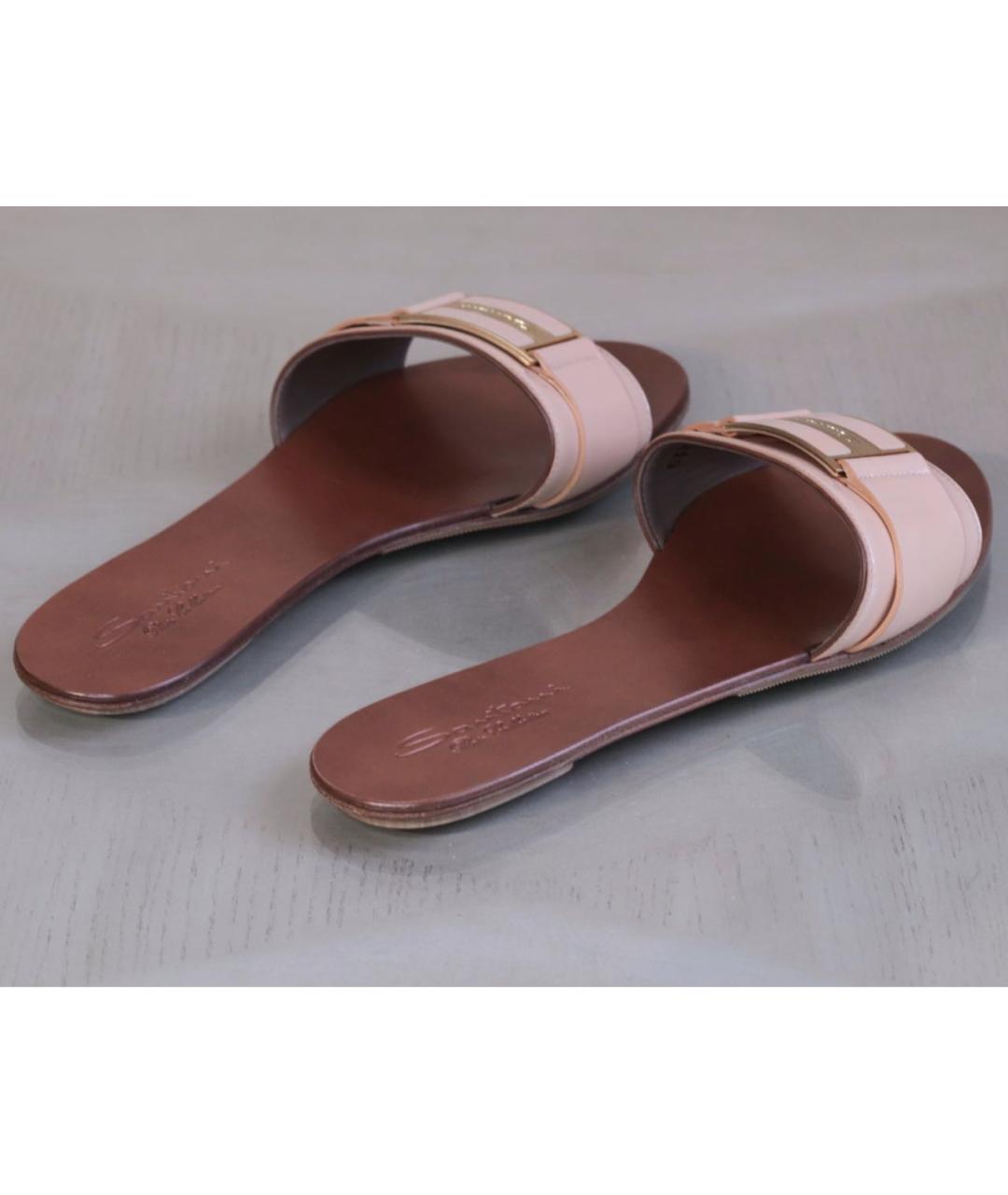 SANTONI Белые кожаные шлепанцы, фото 5