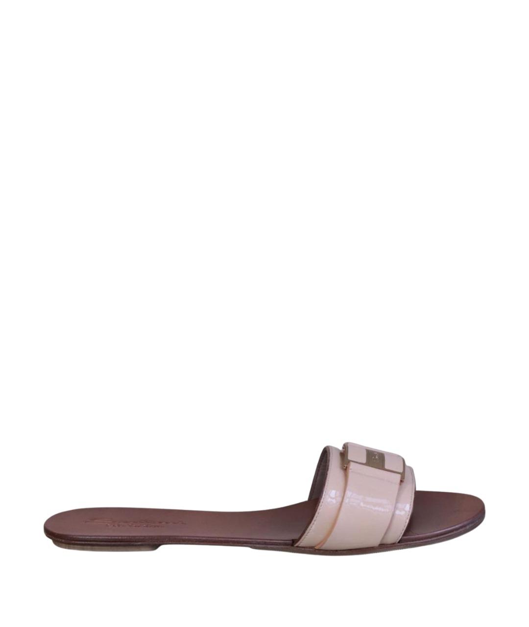 SANTONI Белые кожаные шлепанцы, фото 1