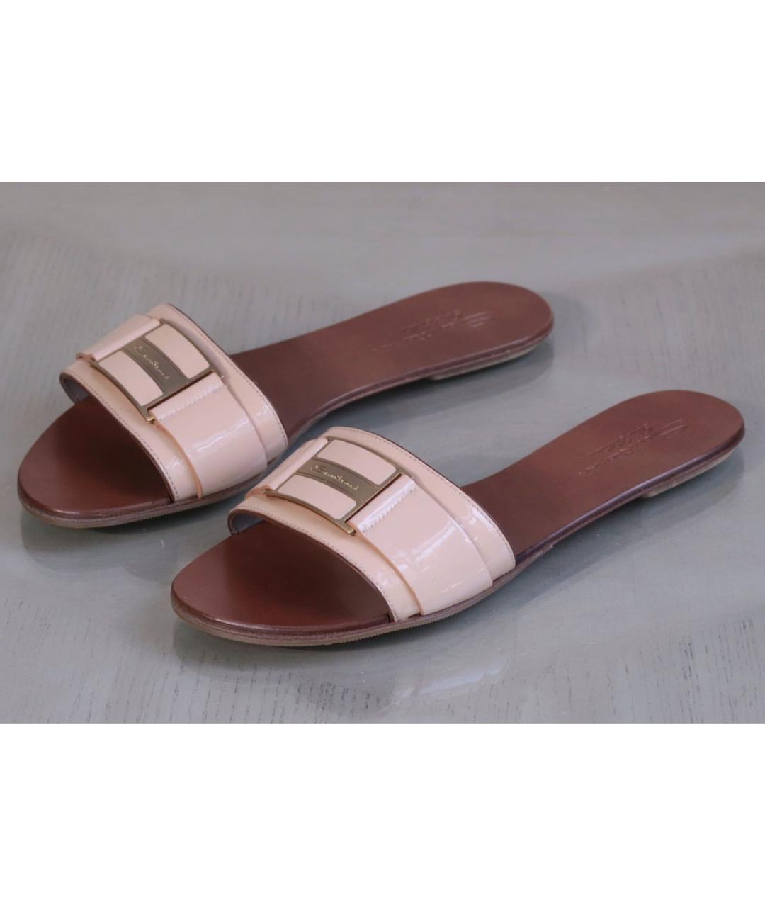 SANTONI Белые кожаные шлепанцы, фото 4