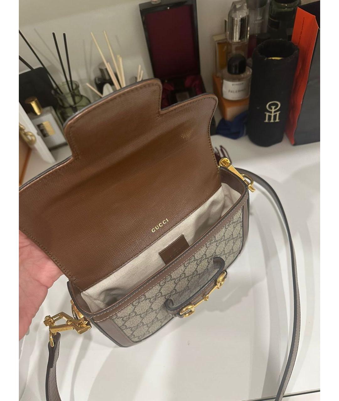 GUCCI Коричневая кожаная сумка тоут, фото 7