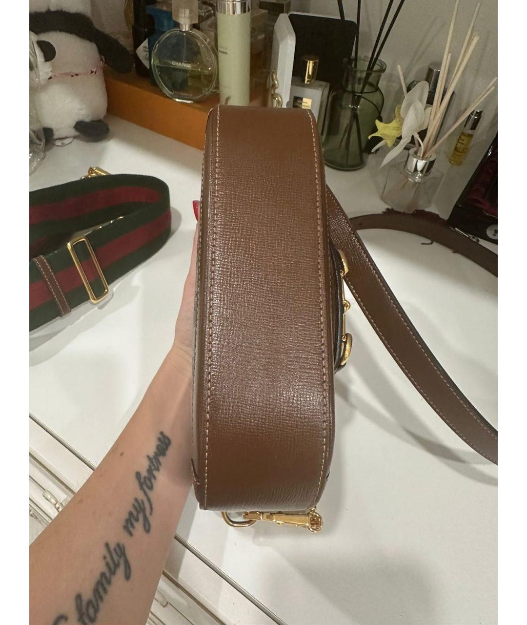 GUCCI Коричневая кожаная сумка тоут, фото 5