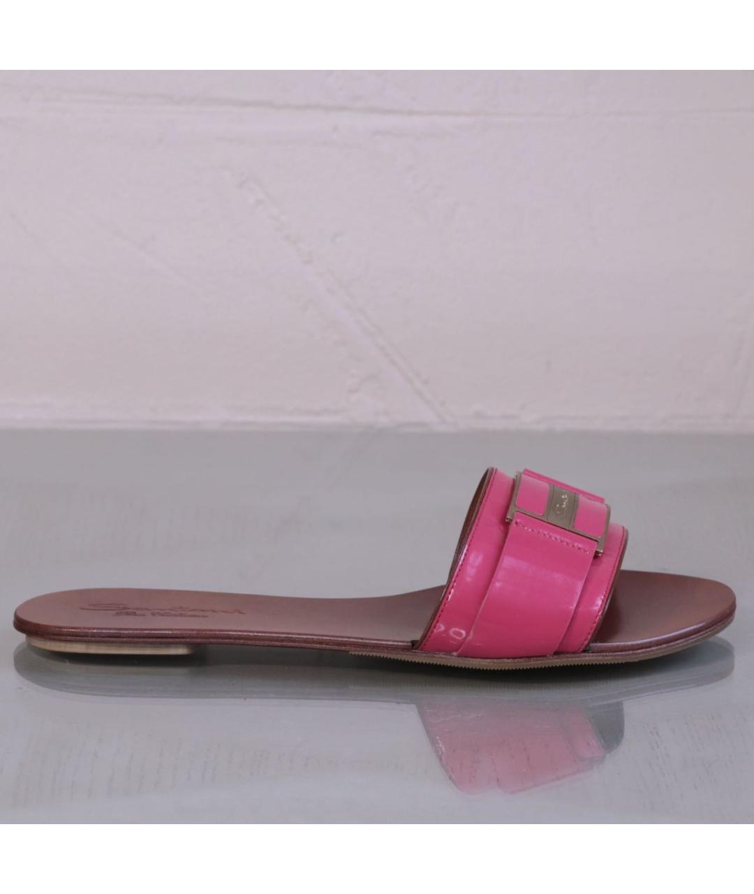 SANTONI Розовые кожаные шлепанцы, фото 8