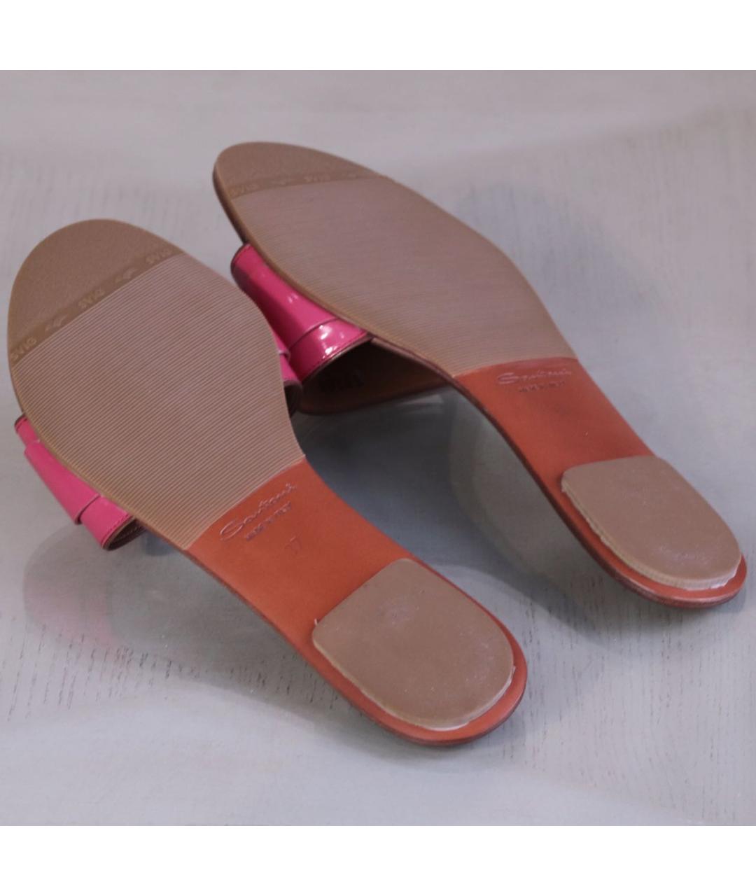 SANTONI Розовые кожаные шлепанцы, фото 5
