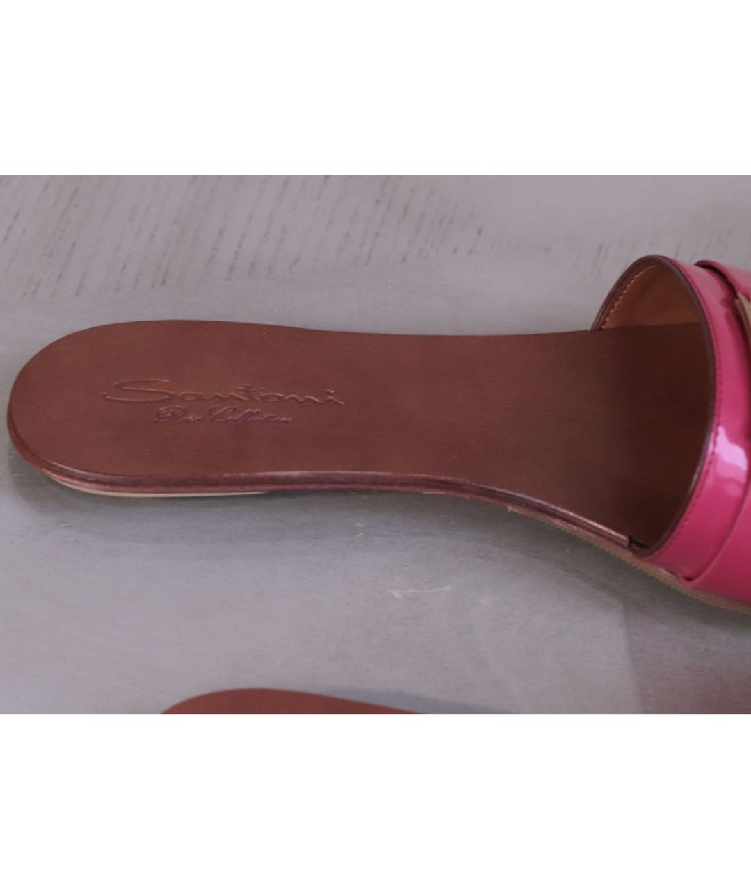 SANTONI Розовые кожаные шлепанцы, фото 3