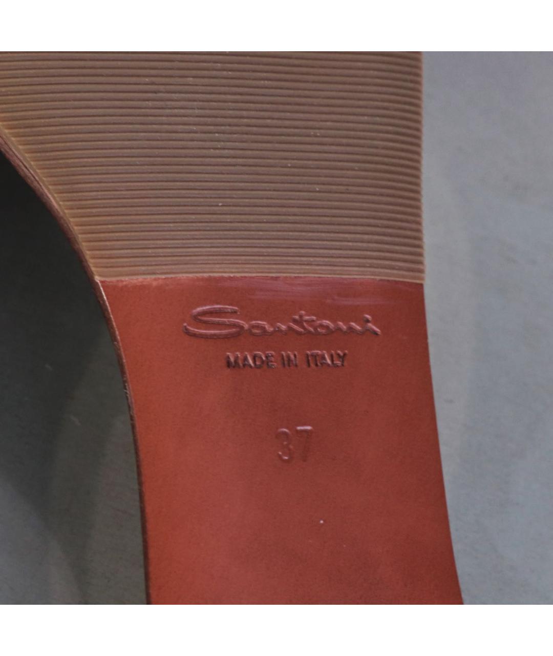 SANTONI Розовые кожаные шлепанцы, фото 6