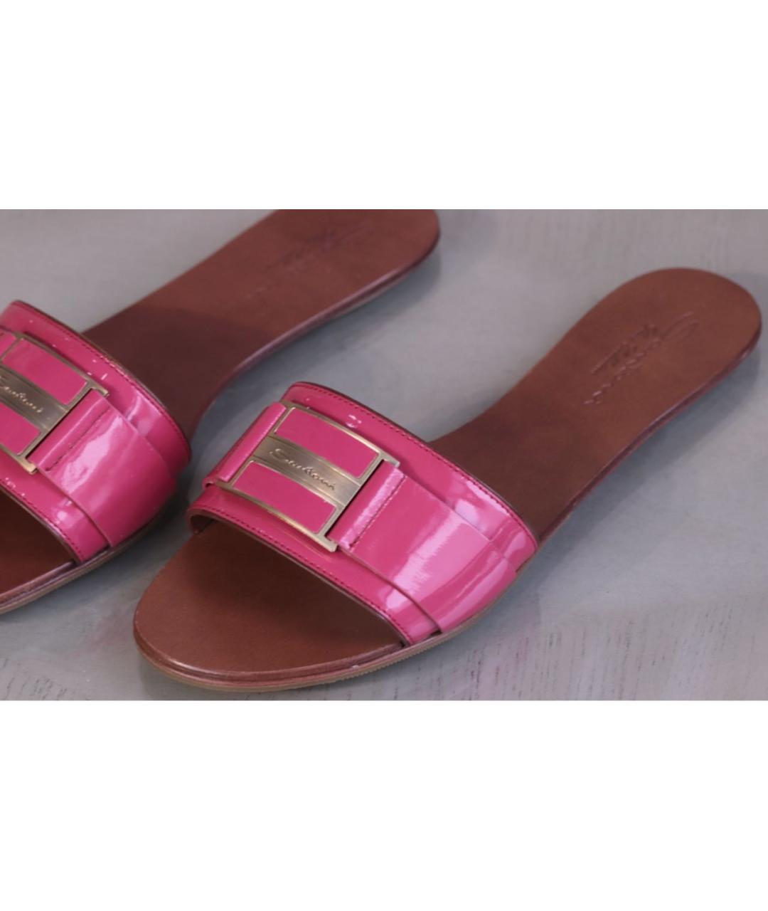 SANTONI Розовые кожаные шлепанцы, фото 2