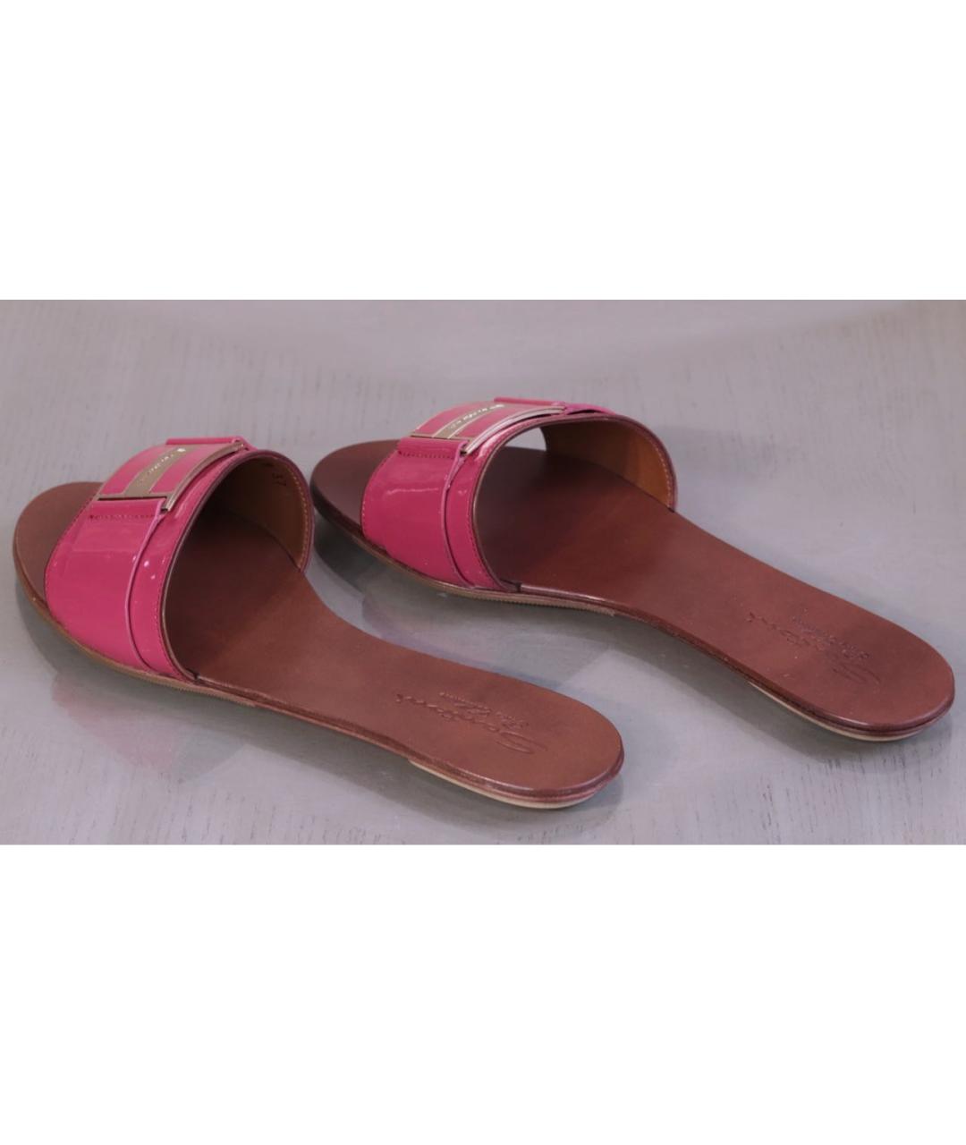 SANTONI Розовые кожаные шлепанцы, фото 4