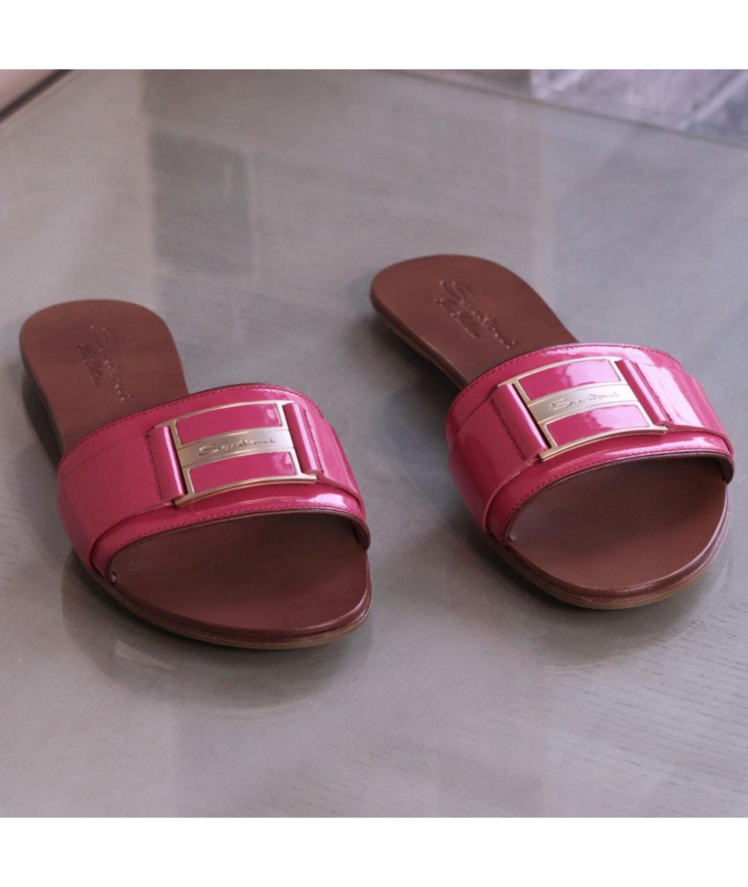 SANTONI Розовые кожаные шлепанцы, фото 7