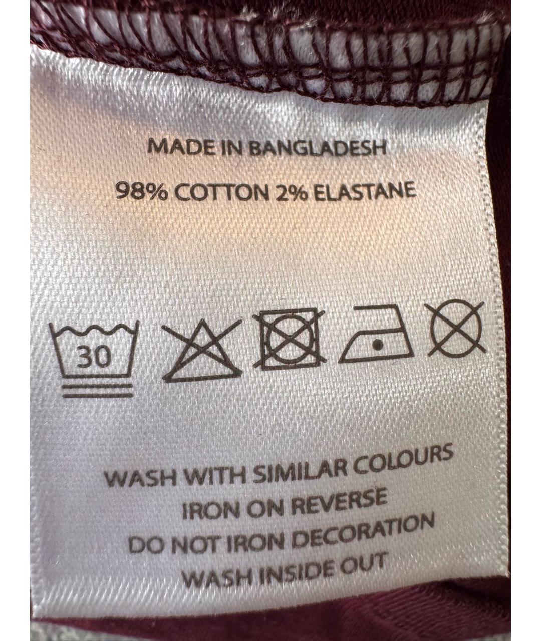 JUICY COUTURE Бордовая хлопковая футболка, фото 5