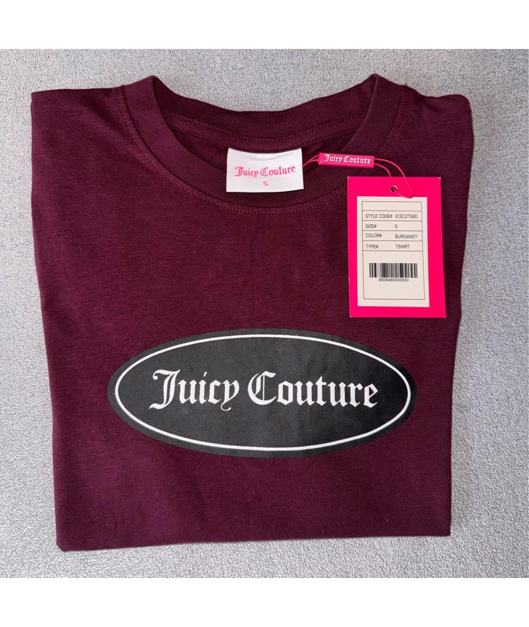 JUICY COUTURE Бордовая хлопковая футболка, фото 4